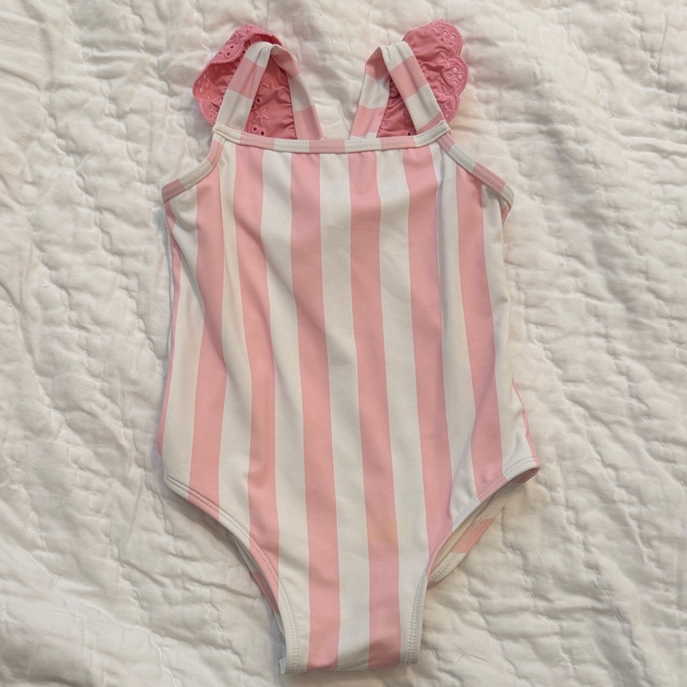 Pink and White Striped Swimsuit